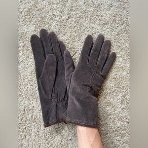 NWT Fownes Leather Suede Gloves in Chocolate Brown